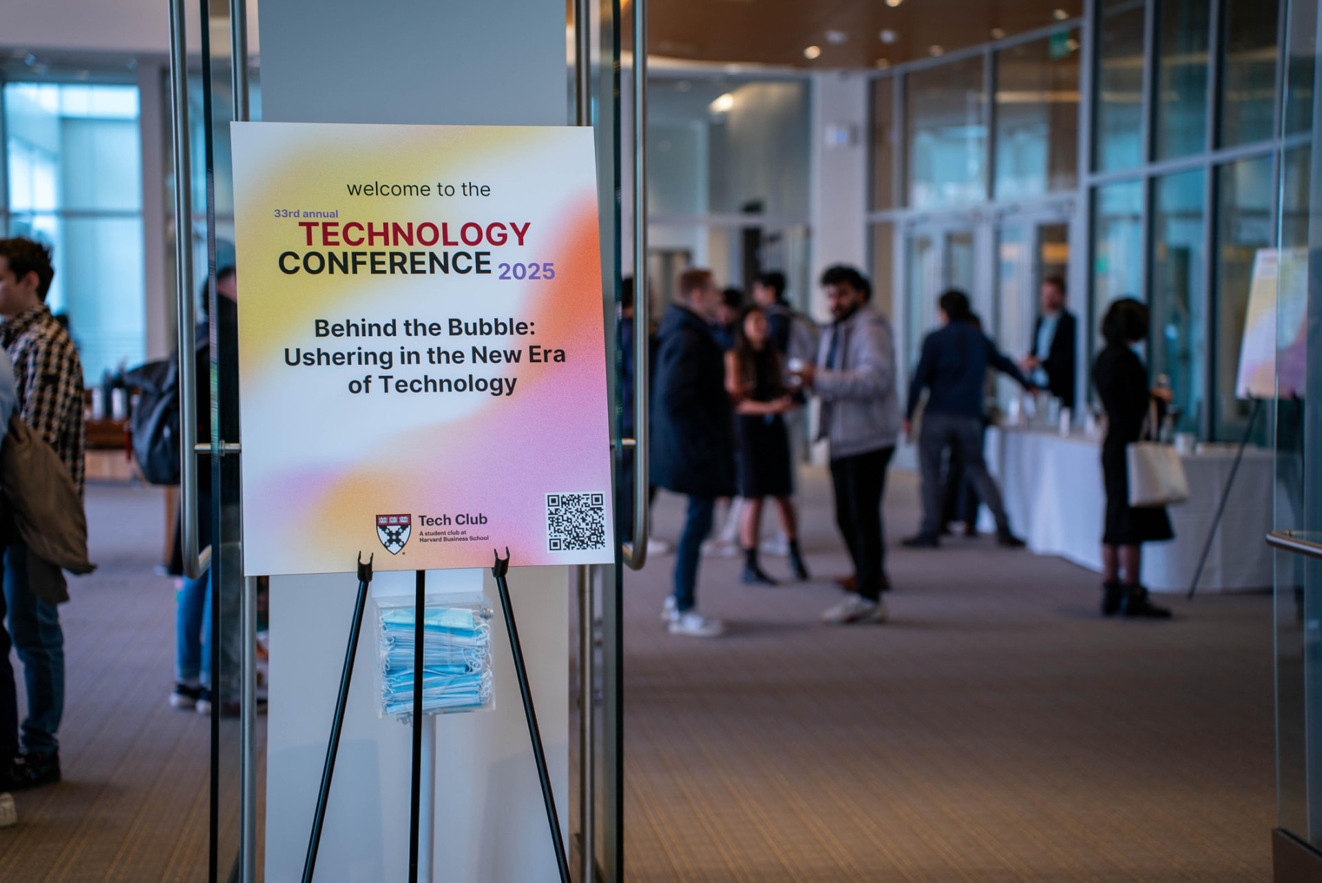 Attendees arriving at the Technology Conference